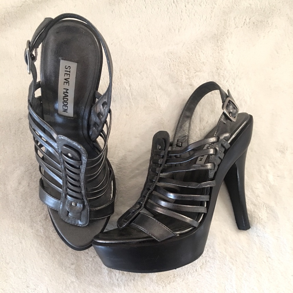 Steve Madden P-Keke Pewter Heels. Size 7